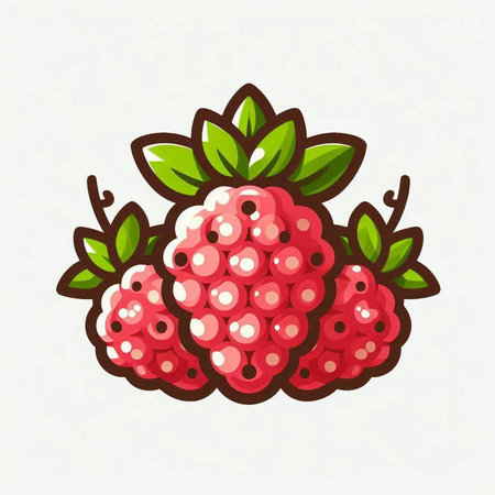 Raspberry vector illustration. Hand drawn berry on white background.のイラスト素材