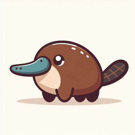 Cute cartoon platypus. Vector illustration isolated on white background.のイラスト素材