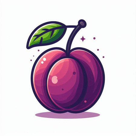 Plum fruit vector illustration. Vector illustration of a plum fruit.のイラスト素材