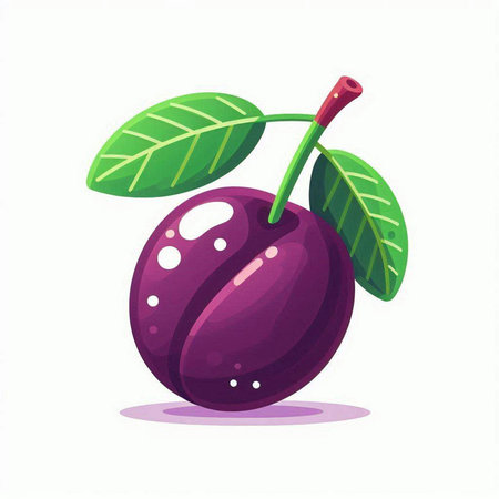 Plum fruit isolated on white background. Vector illustration. Eps 10.のイラスト素材