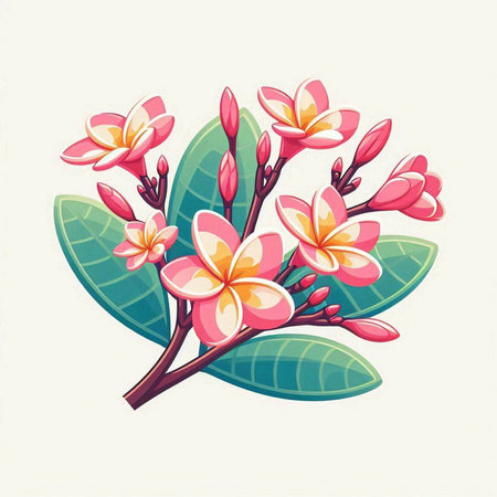 Plumeria flowers. Vector illustration of a bunch of flowers.のイラスト素材