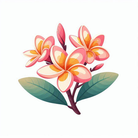 Frangipani flowers vector illustration isolated on a white background.のイラスト素材