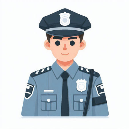Policeman in uniform. Vector illustration in a flat style.のイラスト素材