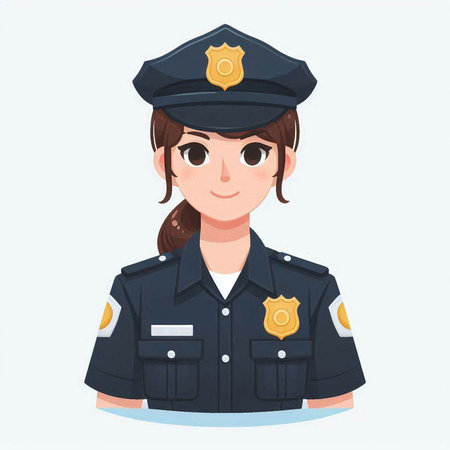Policewoman in uniform. Vector illustration in cartoon style.のイラスト素材