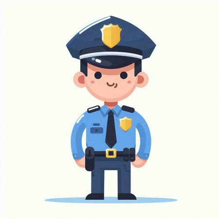 Policeman cartoon character. Vector illustration in a flat style.のイラスト素材