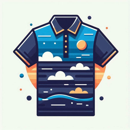 Shirt with a pattern of clouds and sun. Vector illustration.のイラスト素材