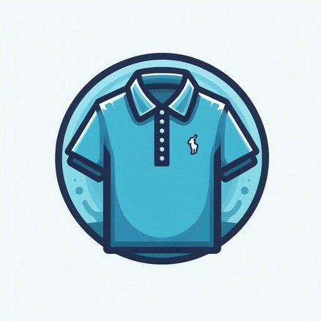Blue polo shirt icon. Vector illustration in a flat style.のイラスト素材