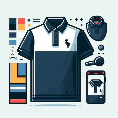 Vector illustration of polo shirt and t-shirt design elements.のイラスト素材