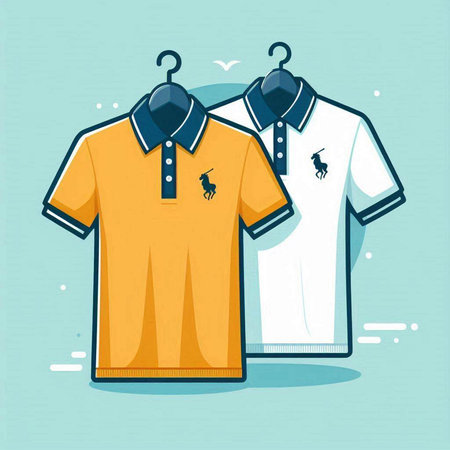 Colored vector illustration of a pair of polo shirts on hangersのイラスト素材