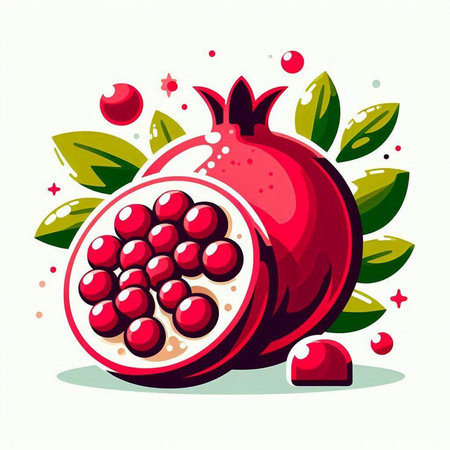 Pomegranate fruit isolated on white background. Vector illustration.のイラスト素材