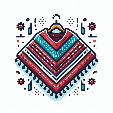 Colorful vector illustration of a poncho in Scandinavian style.のイラスト素材