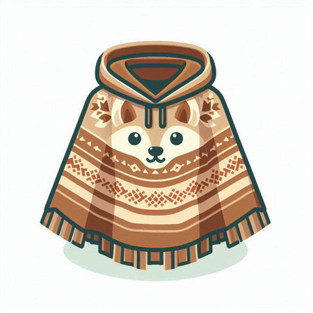 Cute cartoon bear in a warm shawl. Vector illustration.のイラスト素材