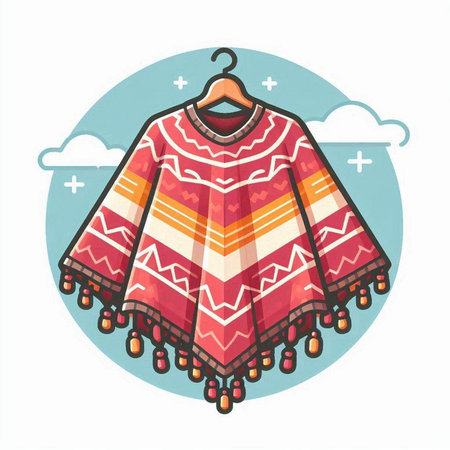 Vector illustration of a poncho with ethnic ornaments.のイラスト素材
