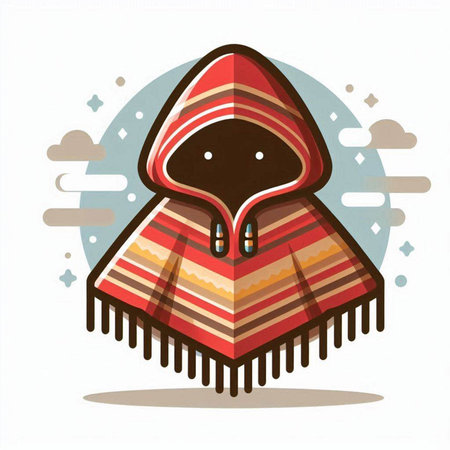 Vector illustration of a colorful scarf and poncho on white background.のイラスト素材