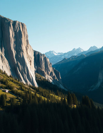 Panoramic view of the Dolomites mountains, Italy.