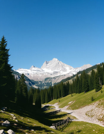 Mountain landscape in the Alps. View of the mountain peak