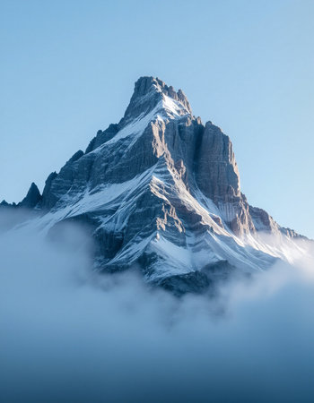 Matterhorn peak in the clouds, Zermatt, Switzerlandの写真素材