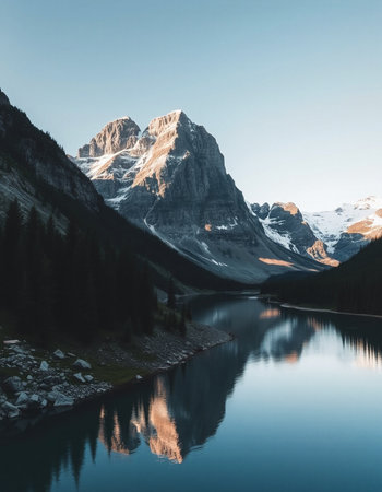 Lake O'Hara in the Canadian Rockies, Alberta, Canadaの写真素材
