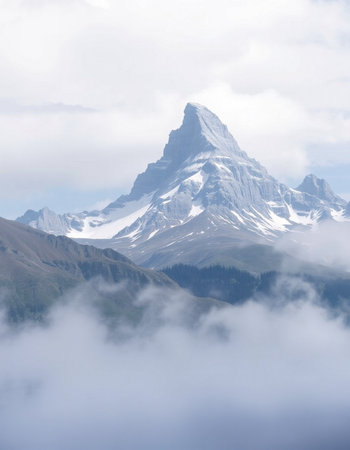 Matterhorn mountain in clouds, Zermatt, Switzerland.の写真素材