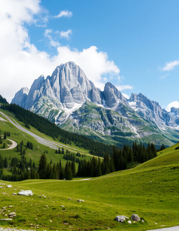 Mountain landscape in the Dolomites, South Tyrol, Italyの写真素材