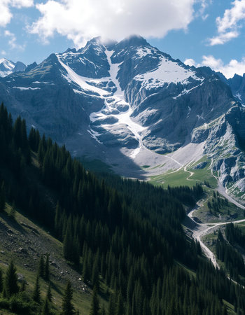 Mountains in the Alps, Switzerland. View from the top.の写真素材