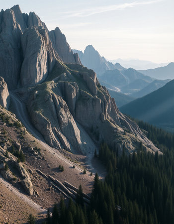 Mountain landscape in Dolomites, Italy. View from Rila Mountain.の写真素材