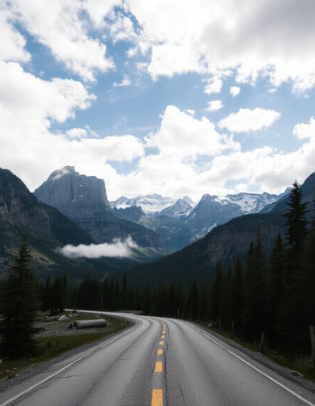 Road in Glacier National Park, Montana, United States of America.の写真素材