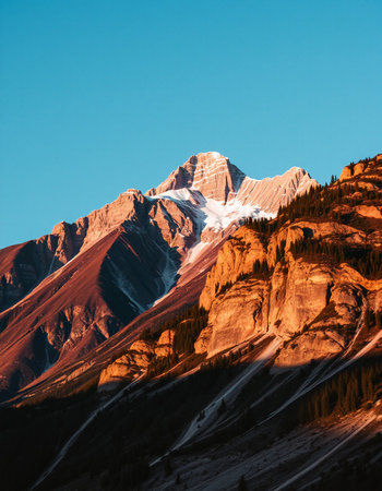 Mountains in Banff National Park, Alberta, Canada at Sunsetの写真素材