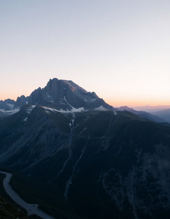 Mountain landscape in the Dolomites at sunrise, Italy.の写真素材