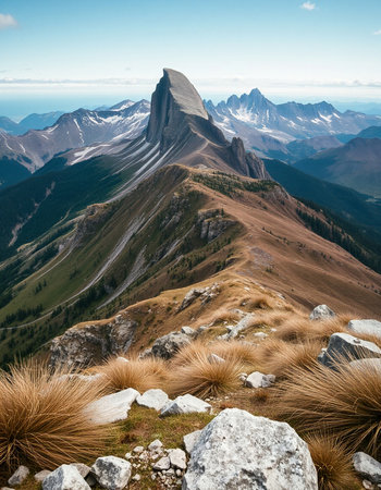 Matterhorn peak in the Swiss alps in summer, Switzerlandの写真素材