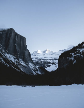 Glacier National Park, Montana, USA in winter with snowの写真素材