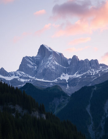 Mountains at sunsetの写真素材