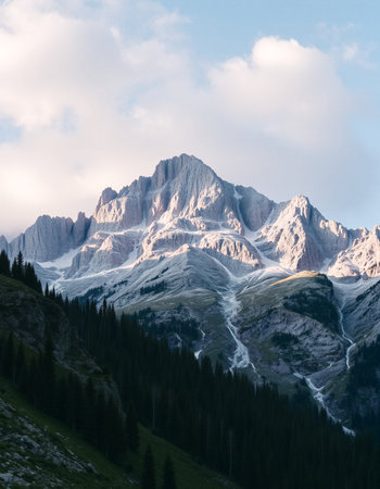 Mountain landscape in the Dolomites (Italy) at sunriseの写真素材