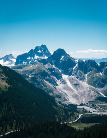 Mountain landscape in summer, Dolomites, Veneto, Italyの写真素材