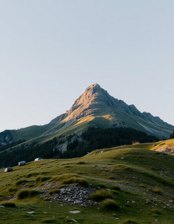Mountain landscape in the Dolomites of South Tyrol, Italyの写真素材