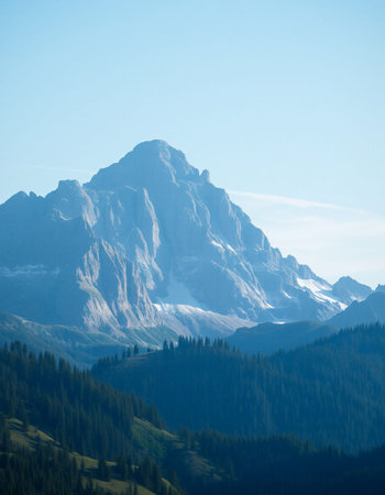 Mountains and blue sky in Dolomites, Veneto, Italyの写真素材
