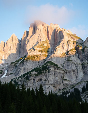 Dolomites mountains at sunrise, South Tyrol, Italyの写真素材