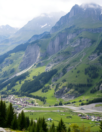 Alpine landscape in the Swiss alpsfraujoch, Switzerlandの写真素材