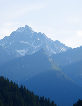 Mountains and forest in the Alps in Bavaria, Germany.