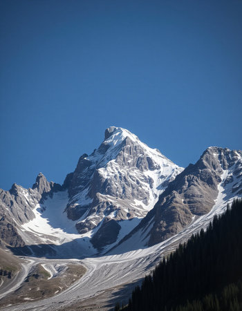 Mountain landscape with blue sky and white clouds on a sunny dayの写真素材