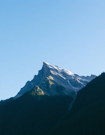 Mountains in Banff National Park, Alberta, Canada, with clear blue skyの写真素材