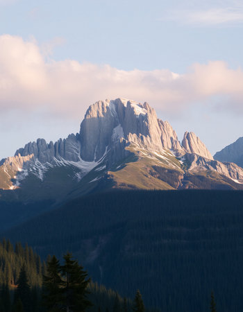 Mountains in Banff National Park, Alberta, Canada. Sunset light.の写真素材
