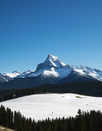 Snowy Range Mountains, Banff National Park, Alberta, Canadaの写真素材