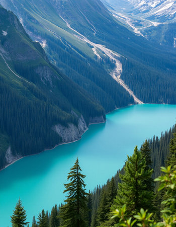 Lake Louise, Banff National Park, Alberta, Canada in summerの写真素材