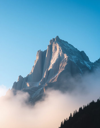 Mountains in the clouds at sunrise, Italy