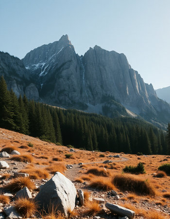 Mountain landscape in Dolomites, South Tyrol, Italyの写真素材