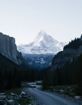 Scenic view of the Matterhorn and the road to Zermattの写真素材