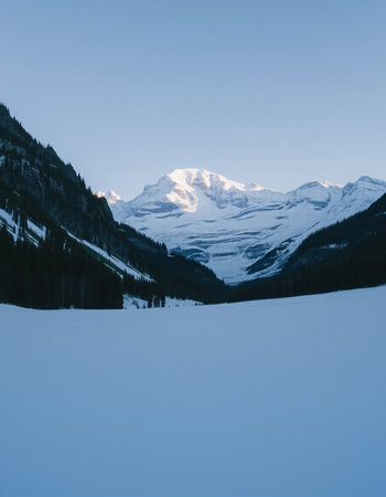 Mountains in Glacier National Park, Montana, USA. Winter landscape.の写真素材