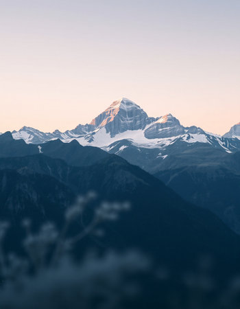 Mountain landscape with coniferous forest in the foregroundの写真素材