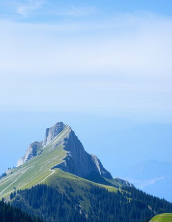 View of the mountain from the roadの写真素材